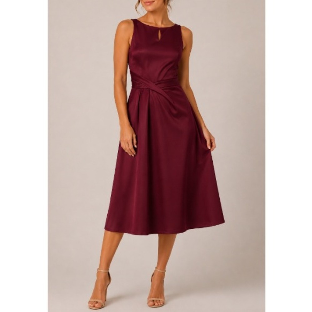 Merokeety‎ Women's Wine Sleeveless A-Line Cocktail Midi Dress Size XL NWT